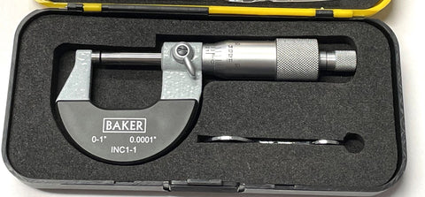 Baker INC1-1 Outside Micrometer, 0-1" Range, .0001" Graduation *New-Open Box Item*
