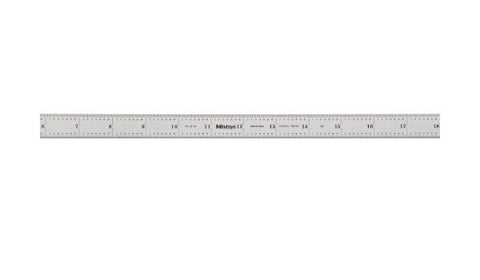Mitutoyo 182-261 Steel Rule, 24" (4R), (1/8, 1/16, 1/32, 1/64"), 1/64" Thick X 3/4" Wide
