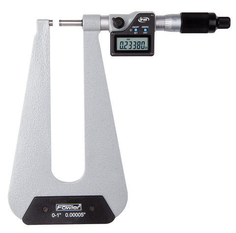 Fowler 54-517-001-0 Electronic Deep Throat Micrometer, 0-1"/25mm Range, .00005"/0.001mm Resolution