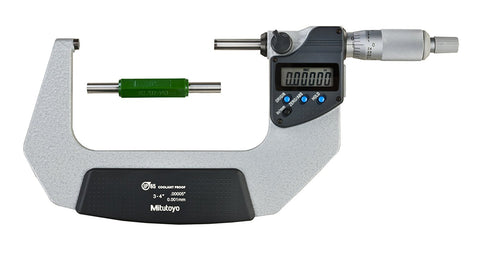 Mitutoyo 293-333-30 Coolant Proof Micrometer, 3-4"/76.2-101.6mm Range, .00005"/0.001mm Resolution