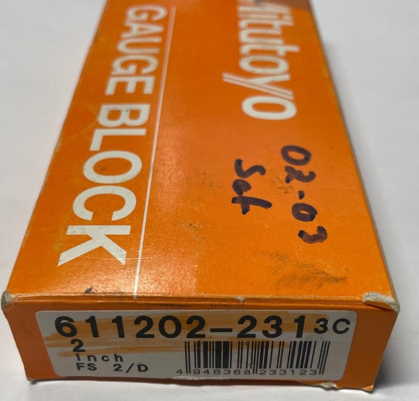 Mitutoyo 611202231 Rectangular Steel Individual Gage Block, 2.0", Gra