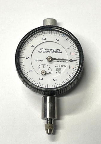 Mueller B160-1CR Dial Indicator, 0-.025" Range, .0001" Graduation, Flat Back *USED/RECONDITIONED*