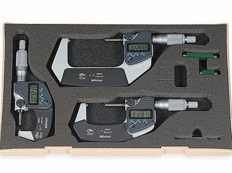 Mitutoyo 293-960-32 Digimatic Micrometer, 0-3"/0-76.2mm Range, .00005"/0.001mm (3 PIECE SET)