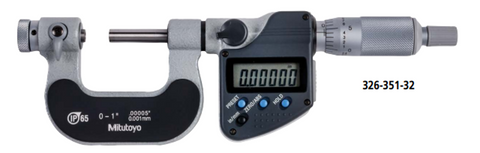 Mitutoyo 326-351-32 Digimatic Screw Thread Interchangeable Anvil Spindle Micrometer, 0-1"/0-25.4mm Range, 0.00005"/0.001mm Resolution