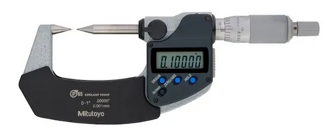 Mitutoyo 342-361-32 Digimatic Point Micrometer, 0-1"/0-25.4mm Range, 0.00005"/0.001mm Resolution