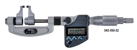 Mitutoyo 343-350-32 Caliper Type Micrometer, 0-1"/0-25.4mm Range, .00005"/0.001mm Resolution