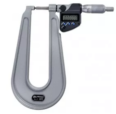 Mitutoyo 389-371-32 Digimatic IP65 Sheet Metal Micrometer, 0-1"/0-25.4mm Range, .00005"/0.001mm Resolution