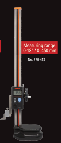 Mitutoyo 570-413 ABSOLUTE Digimatic Height Gage, 0-18"/0-450mm Range, .0005"/0.01mm Resolution