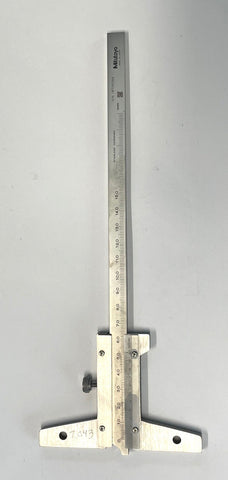 Mitutoyo 527-201 Vernier Depth Gauge, 0-150mm Range, 0.05mm Graduation *USED/RECONDITIONED*