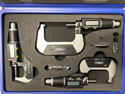 Fowler 54-860-103-1 Xtra-Value II Electronic Micrometer Set, 0-3"/0-75mm Range, .00005"/0.001mm Resolution *DEMO*
