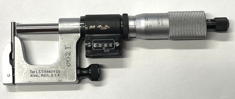 Starrett 220MRL-25 Special Rolling Digital Counter Mul-T-Anvil Micrometer with Rod Anvil, 0-25mm Range, 0.01mm Graduation *USED/RECONDITIONED*