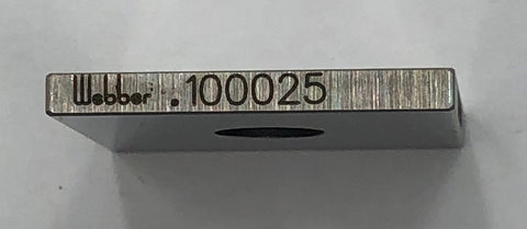 Starrett/Webber Square Steel .100025" Gage Block, Grade A1