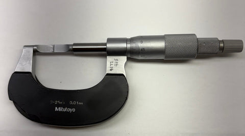 Mitutoyo 122-101 Blade Micrometer with Non-Rotating Spindle, 0-25mm Range, 0.01mm Graduation *USED/RECONDITIONED*