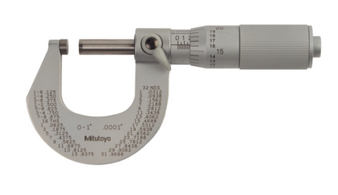 Mitutoyo 101-117 Outside Micrometer, 0-1" Range, .0001" Graduation, Friction *SHOWROOM ITEM 23*