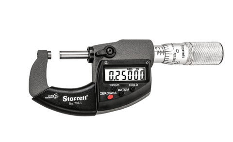 Starrett 796.1XFL-1 Electronic Micrometer, 0-1"/0-25mm Range, .00005"/0.001mm Resolution