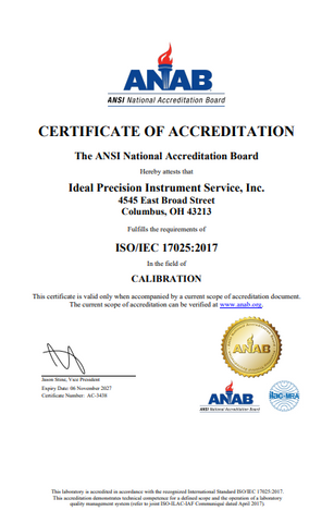 Optional Long Form Certification for Bore Gages and Internal Micrometers up to 6"