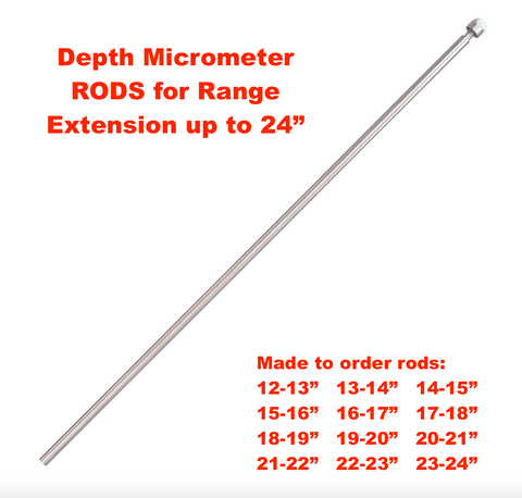 Special 23-24" Depth Rod for use with Starrett 440 Depth Micrometers, 23-24" Range *NEW - Made to Order Item*