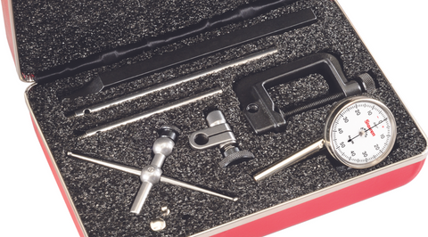 Starrett 196A5Z Universal Back Plunger Dial Indicator Set, 0-.200" Range, .001" Graduation