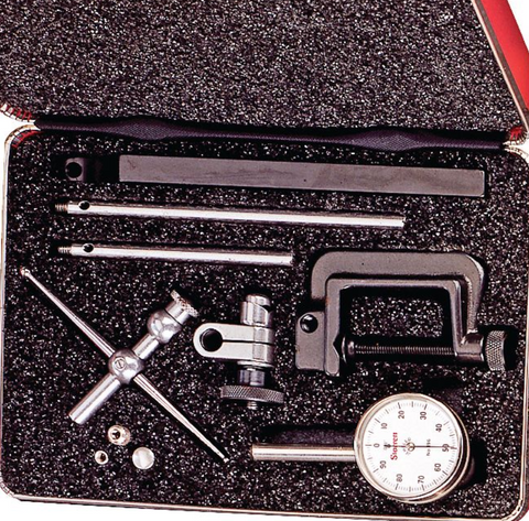 Starrett 196A1Z Universal Back Plunger Dial Indicator Set, 0-.200" Range, .001" Graduation
