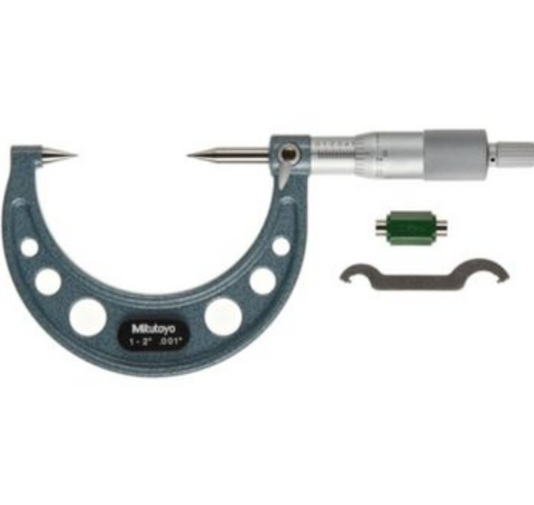 Mitutoyo 112-238 Point Micrometer, 1-2" Range, .001" Graduation, 30 Degree