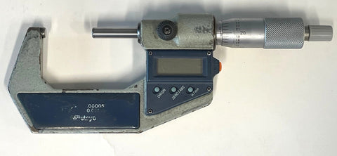 Mitutoyo 293-722-30 Digimatic Micrometer with Chamfered Anvil and Spindle, 1-2"/25-50mm Range, .00005"/0.001mm Resolution *USED/RECONDITIONED*
