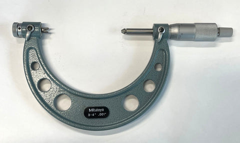 Mitutoyo 126-140 Screw Thread Micrometer with 4.5-3.5 Tpi Tips, 3-4" Range, .001" Graduation *USED/RECONDITIONED*