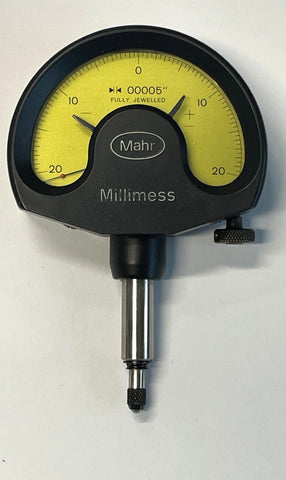 Mahr 4334900 1003 Z Millimess Dial Comparator, ±.0020" Measuring Range, .00005" Graduation (Yellow Dial)  *USED/RECONDITIONED*