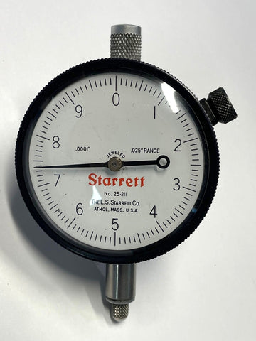 Starrett 25-211J Group 2 Dial Indicator, 0-.025" Range, .0001" Graduation *USED/RECONDITIONED*
