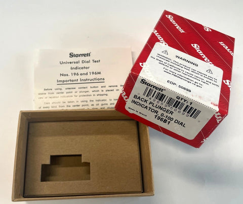 Starrett PKG06243 Box ONLY for Starrett 196 Back Plunger Dial Indicator *NEW - Overstock Item*
