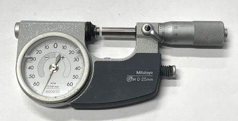 Mitutoyo 510-121 Indicating Micrometer, 0-25mm Range, 0.001mm Graduation *USED/RECONDITIONED*