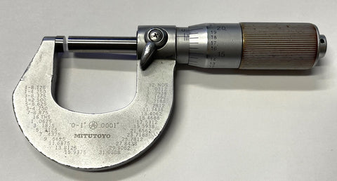 Mitutoyo 101-117 Outside Micrometer, 0-1" Range, .0001" Graduation, Friction *USED/RECONDITIONED*