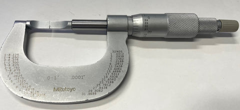 Mitutoyo 122-125 Blade Micrometer with Satin Finish, 0-1" Range, .0001" Graduation *USED/RECONDITIONED