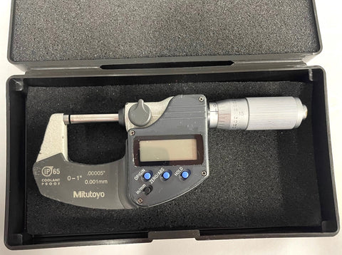 Mitutoyo 293-344 Digimatic Micrometer, 0-1"/0-25mm Range, .00005"/0.001mm Resolution with Case *USED/RECONDITIONED*