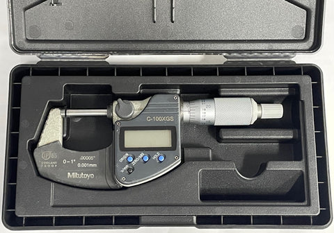 Mitutoyo 293-348 Digimatic Outside Micrometer, 0-1"/0-25mm Range, .00005"/0.001mm Resolution with Case *USED/RECONDITIONED*