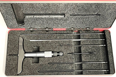 Starrett 449BZ-6RL Depth Micrometer with Non-Rotating Blade, 0-6" Range, .001" Graduation *USED/RECONDITIONED*