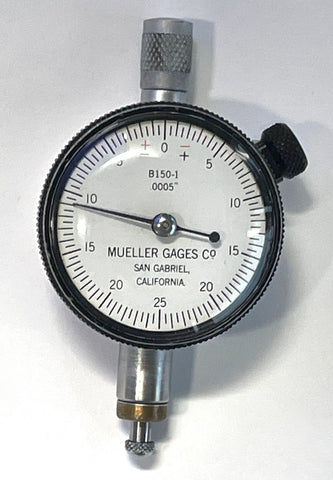 Mueller B150-1 Dial Indicator, 0-.125" Range, .0005" Graduation *USED/RECONDITIONED*