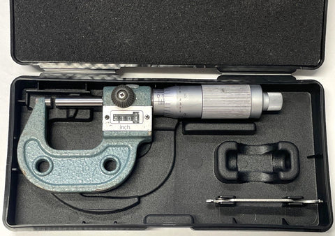 Mitutoyo 193-201 Rolling Digital Outside Micrometer, 0-1" Range, .001" Graduation Missing Insulators *USED/RECONDITIONED*