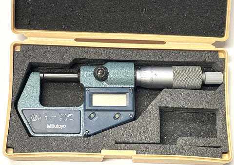 Mitutoyo 293-369 Digimatic Outside Micrometer IP54, 0-1"/0-25mm Range, .00005"/0.001mm Resolution with Case *USED/RECONDITIONED*