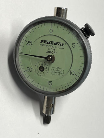 Federal C5M Dial Indicator with Lug Backand Rev Counter, 0-.075" Range, .0005" Graduation *USED/RECONDITIONED*