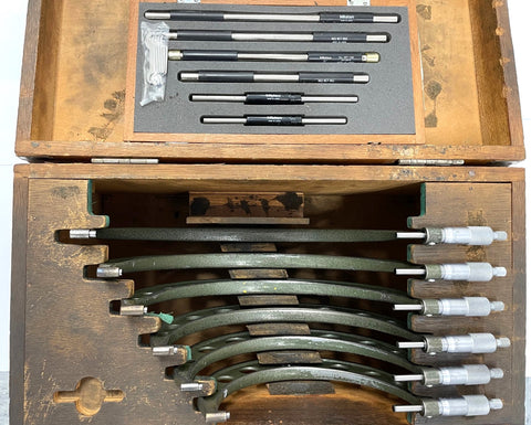 Mitutoyo 103-909 Outside Micrometer Set with Standards, 6-12" Range, .0001" Graduation *USED/RECONDITIONED*