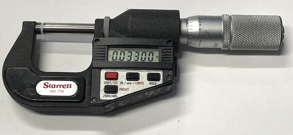 Starrett 733XFL-1 Electronic Micrometer, 0-1"/0-25mm Range, .00005"/0.001mm Resolution *USED/RECONDITIONED*
