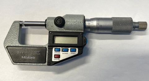 Mitutoyo 293-721-10 Digimatic Micrometer, 0-1"/0-25mm Range, .00005"/0.001mm Resolution *USED/RECONDITIONED*