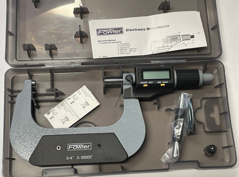 Fowler 54-870-004-0 Xtra-Value II Electronic Micrometer, 3-4/75-100mm Range, .00005"/0.001mm Resolution *NEW - Open Box Item*