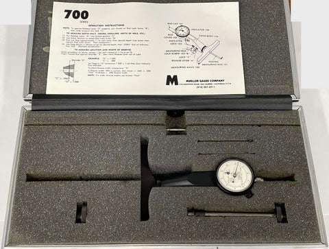 Mueller Gages 700 Groove Location and Depth Gage, .0005" Graduation *USED/RECONDITIONED*
