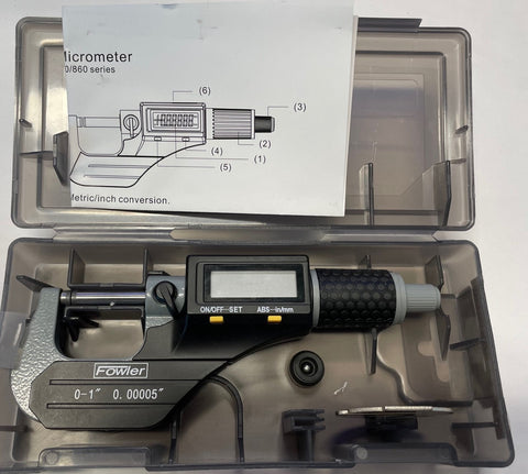 Fowler 54-870-001-0 Xtra-Value II Electronic Micrometer, 0-1"/0-25mm Range, .00005"/0.001mm Resolution *NEW - Open Box Item*