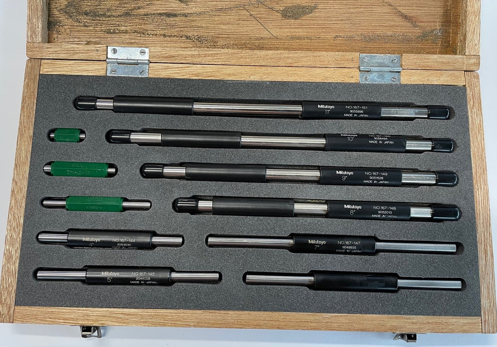 Mitutoyo 167-913 Micrometer Standard Set, 1-11" Size, 11 Piece Set with Wooden Case *USED*