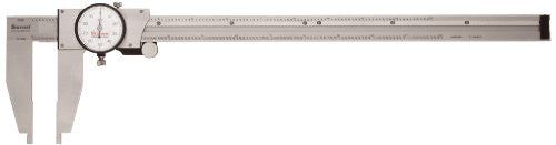 Starrett 120B-12 Dial Caliper with Long Nib Jaws, Hardened Stainless Steel, 0-12" Range, .001" Graduations