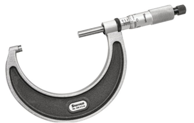 Starrett Outside Micrometer With One-Piece Spindle, Satin Chrome