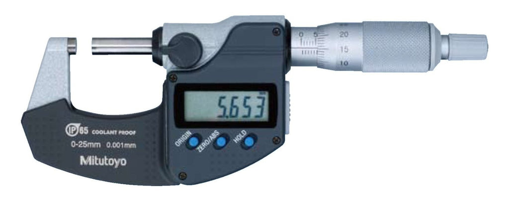 Mitutoyo 293-230-30 Coolant Proof Digimatic OD Micrometer With SPC, 0-25mm Range, 0.001mm Resolution