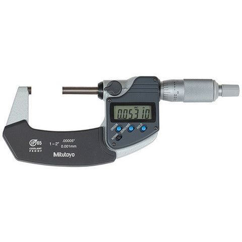 Mitutoyo 293-341-30 Digimatic Ratchet Stop Micrometer, 1-2"/25-50mm Range, .00005"/0.001mm Resolution
